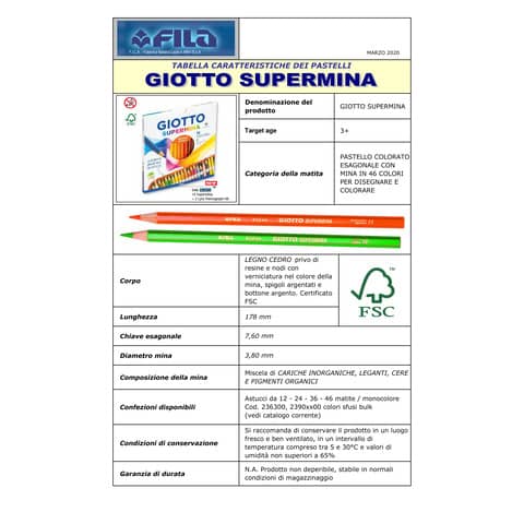 Matita colorata GIOTTO Supermina rosso inglese 23902900